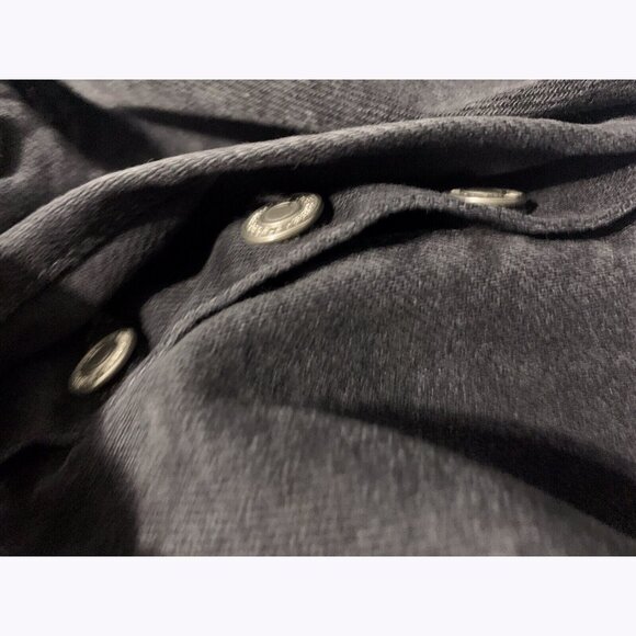 Free People Zuri Mom Jean Sz 24 Dusty Roads Black Button Fly Distressed Rip Knee - Picture 10 of 13